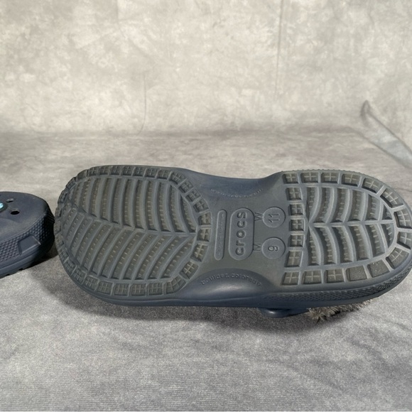 CROCS Clog Shoes Unisex Blue Mens 9 Womens 11 Fleece Lined Back Strap - Picture 8 of 11